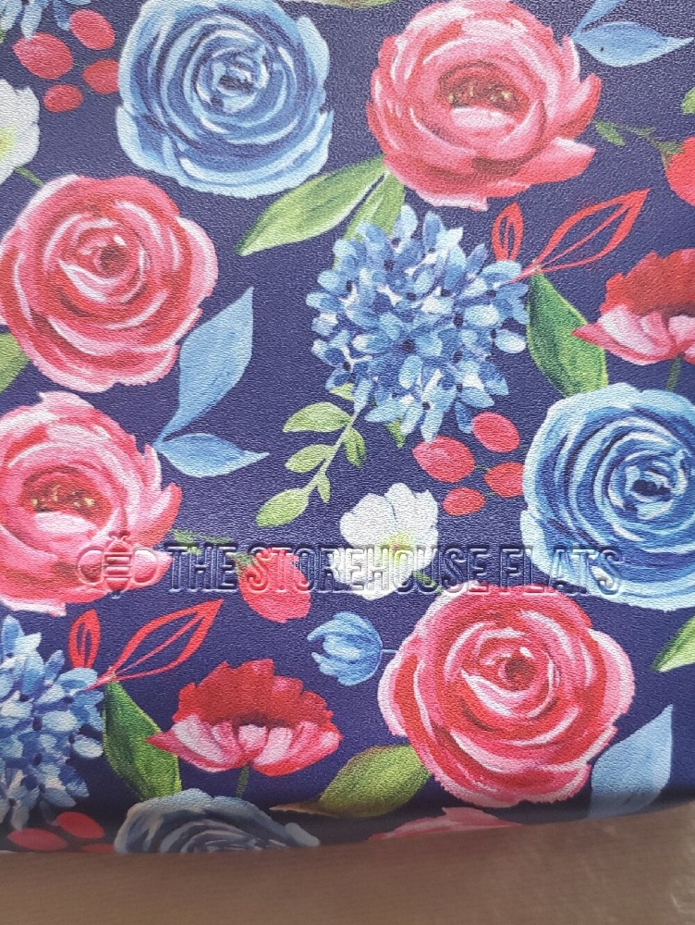 Navy Floral Cosmetic Pouch with Pink & Blue Roses - Picture 2 of 3